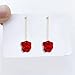 GUOXIAOMEI Dangle Acrylic Petal Tassel Earrings - Stainless Steel - Red Rose Flower Rhinestone Drop Statement Fashion Earrings