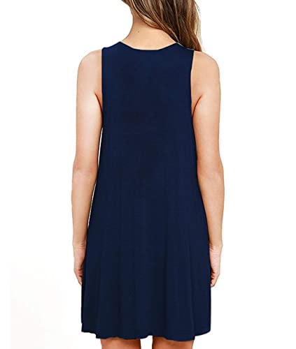 Image of Summer Dresses for Women Casual Sleeveless Swing Sundress with Pockets