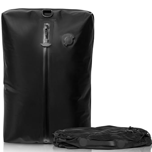 BAGAIL TPU Vacuum Bag for Travel, Reusable Compression Bag with IPX8 Waterproof Zipper, Save Space for Suitcase, Backpack and Carry on (Black, Large, No Pump)