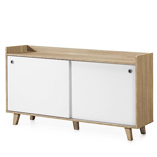 TOPKIT | Aparador 2 Puertas correderas 2160 | Armario Aparador | Aparador de Comedor | Roble Blanco