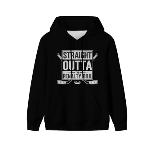 Cool Ice Hockey Player Gift Straight Outta The Penalty Box Men Women Lightweight Kangaroo Pocket Fleece Hoodie2
