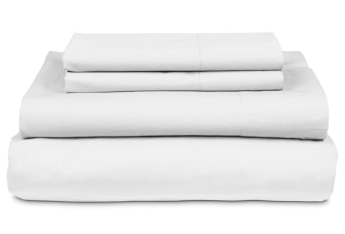 MyPillow Percale Bed Sheets – 100% Cotton, 200 Thread Count, Queen, Deep Pocket, Cool & Crisp Feel, Durable, Breathable Sheet Set with Pillowcases –Queen, Milky White
