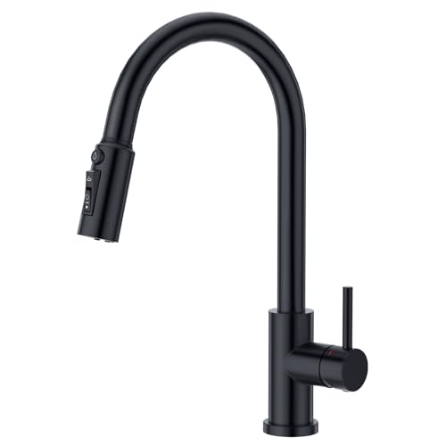 CREA Grifo de cocina de 3 vías,Giratorio a 360° Grifo Monomando Fregadero De Cocina Para Filtro De Agua,3 En 1 Grifo De Fregadero De Cocina Para Sistemas De Ósmosis Latón,Negro Mate