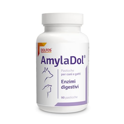 Dolfos AmylaDol 90 Compresse Enzimi Pancreatici, Integratori per Cani e Gatti con Amilasi, Lipasi e Proteasi, Supporto Pancreas e Digestione