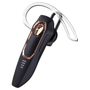 Single Ear Bluetooth Headset 30H Talking Time One Ear Earphone Earpiece for Cell Phones Noise Canceling Hands-Free Calls Wireless Bluetooth Earpiece for Driving (Gold)