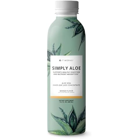 It Works! Simply Aloe - Mango Flavor - 15.2 Fl Oz - Refreshing, Nutritious Drink - Aloe Vera Inner Leaf Juice Concentrate - Supports Healthy Digestion, Nutrient Absorption, and Overall Wellness Cover