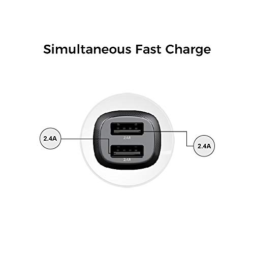 Image of UltraProlink UM1012 Mach24 Car Charger with Dual USB | Black | Fast Charge Any Two Devices at 24W / 4.8A | Premium Carbon Fibre Finish | Protects Devices Against Excessive Current & Overheating