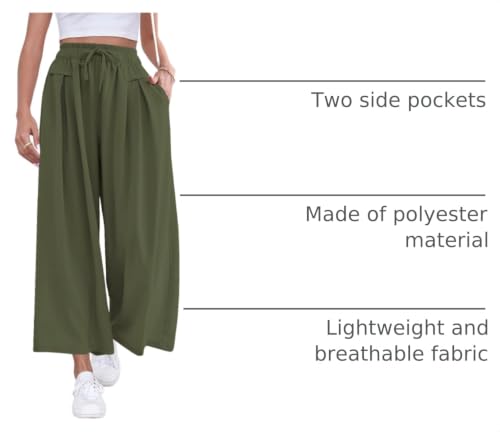 Image of ZJCT Wide Leg Palazzo Pants for Women Summer Beach Pants Flowy Loose Casual Lounge Pajama Yoga Pants with Pockets