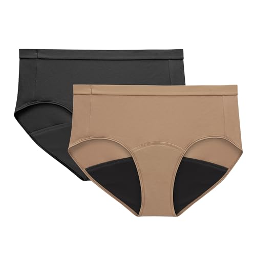Hanes womens Just My Size Comfort, Period. Brief Period Underwear, Super Leaks, 2-pack (Plus Sizes)