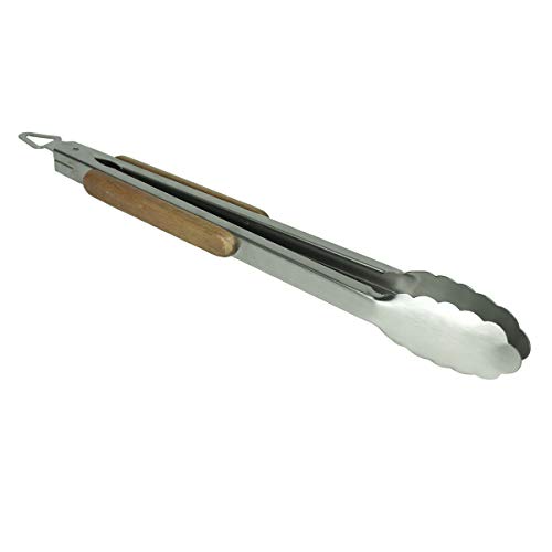 CXW Barbecue Grill Tongs 18 Inch Long Best Metal Kitchen Tongs for Cooking and Grill Accessories High Grade Stainless Steel with Acacia Wood Handle