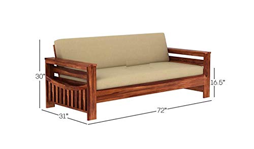 Image of BN Furniture Solid Sheesham Wood Sofa Set 6,5,3&2 Seater Cushioned Back for Living Room Stylish, Durable & Comfortable for Home, Office, Hall, Guest Room (White Cushion Honey Finish, 5 Seater)