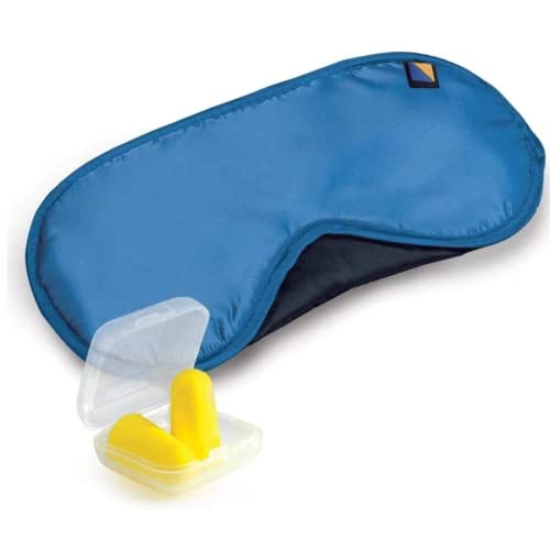 Travel Blue Comfort Set, Classic Comfortable Eye Mask & Reusable Foam Ear Plugs, One Size, Blue & Yellow