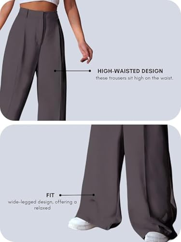 Image of GRECIILOOKS Women High Rise High Waist Trousers Flared Korean Style Formal Pants| Elegant Workwear for Office, College & Events (Available in Plus Size)