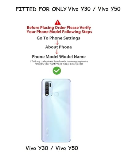 Image of Bintage Mac Safe Design Hard Slim Back Case | Soft Border Camera Protect | Dual PU Leather Finish Back Cover Compatible for Vivo Y30 / Vivo Y50 - White & Brown