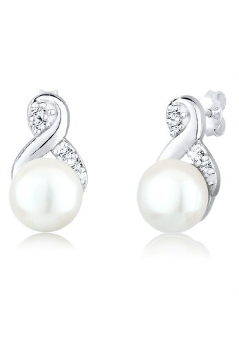 Elli Boucles d'Oreilles Perle pour dames Infinity avec cristaux en argent 925