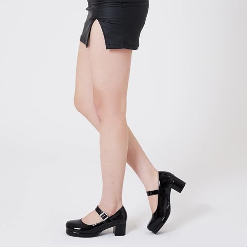femflame Women's Low Chunky Heel Mary Jane Pumps Ankle Buckle Strap Sweet Round Toe Dress Shoes JK Cosplay Uniform Dress Shoes4