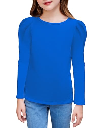 Arshiner Girls Shirts Puff Long Sleeve Shirts Casual Crewneck Tops Tunic Blouse