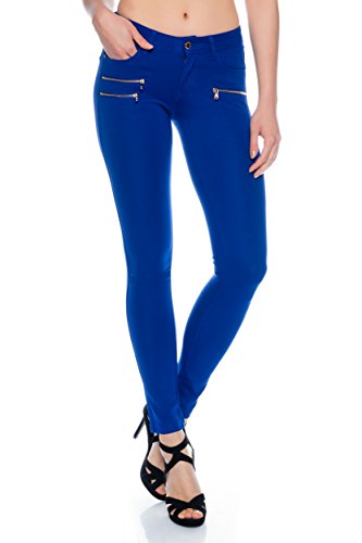 Freyday Tendance Pantalon Leggings Jeggings Hanches Confortable Stretch Coupe Slim - Bleu Roi - W42 Cover