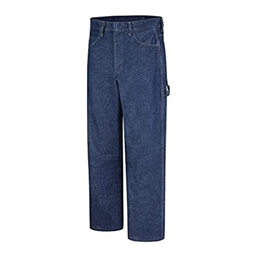 Bulwark PEJ8DW-42-36 EXCEL FR Pre-Washed Denim Dungaree Pant, CAT 2, 42x36, Denim