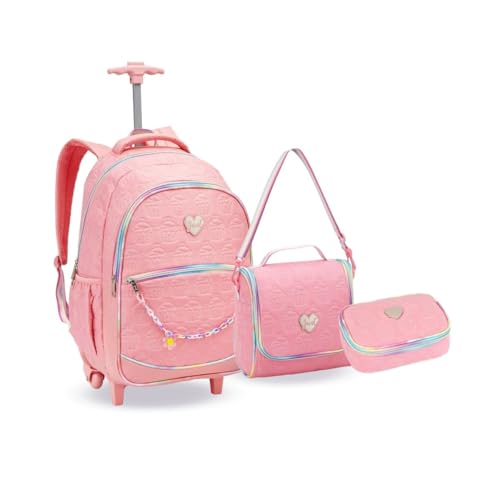 Kit Mochila Rodinha Lancheira Estojo Cup Cake Escola Meninas (ROSA)