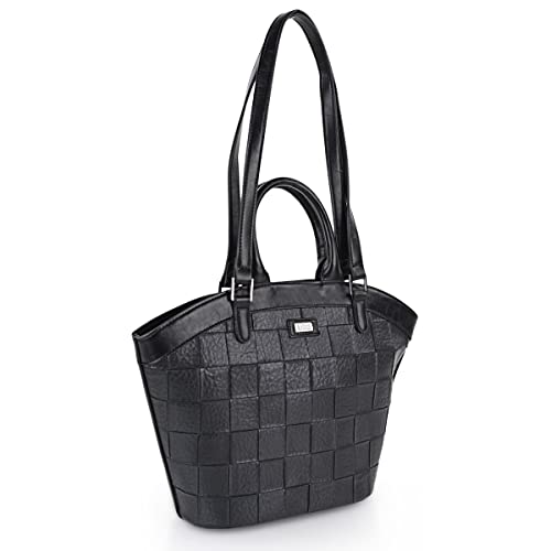 Lois - Bolso Shopper Mujer Espacioso y Elegante Bolso Hombro Mujer Casual Moderno. Shopper para Oficina Diario y Viajes Ideal, Negro