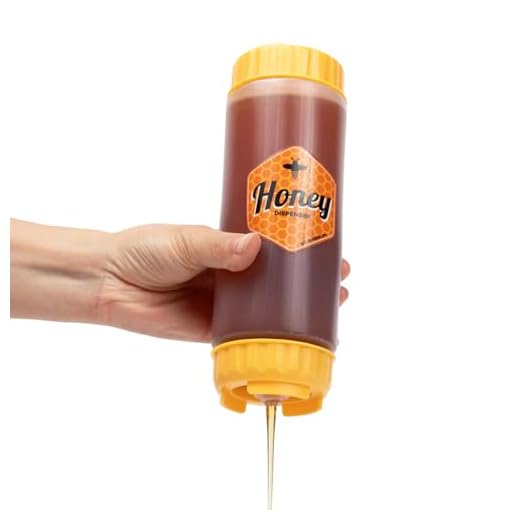 Brenium No‑Drip Honey Dispenser Bottle FIFO – 18 oz BPA-Free Squeeze Jar with Silicone Valve for Mess-Free Pouring – Refillable Honey Container for Syrup, Agave, Salad Dressing, Breakfast Use