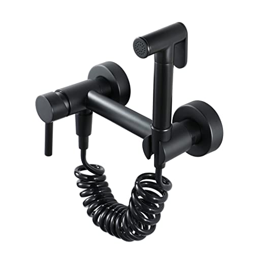 Pulvérisateur de bidet laiton suspendu noir mat avec flexible de douche - 2