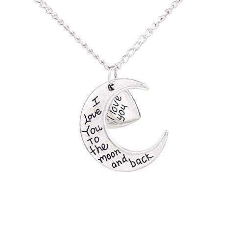 CHOP MALL Beloved Necklace I Love You to the Moon and Back Moon Heart Pendant Necklace Chain for Lovers Best Jewelry Gifts