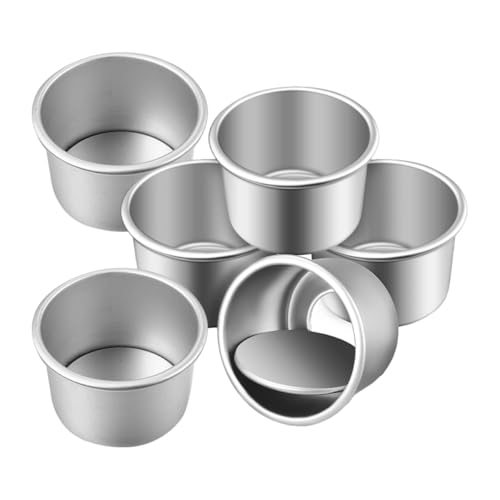 Toyvian Molde Metálico para Pasteles Redondo de Aleación de Aluminio Fondo Desmontable Antiadherente 2 Pulgadas Juego de 6 Unidades Adecuado para Hornear en Casa y Pastelerías