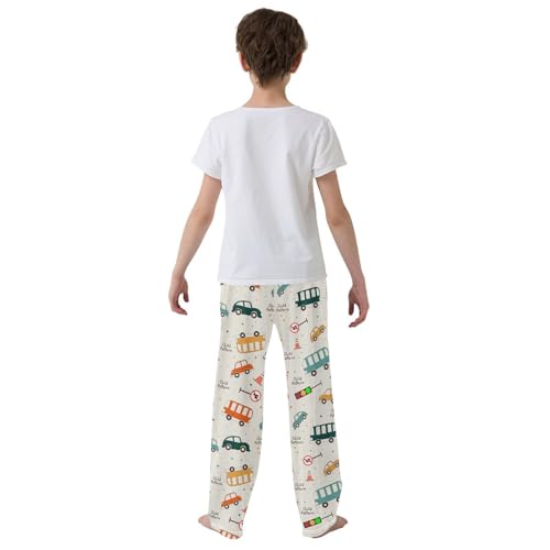 ZZXXB Car Transportation Print Boys Long Pants Soft Trousers Elastic Waist Kids Lounge Bottoms with Pockets S-XL3
