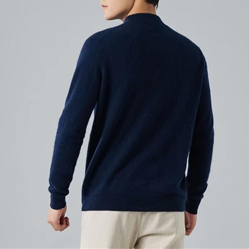 Men's Semi-High Collar 100% Cashmere Winter Long-Sleeved Pullover Business Casual Knitting Bottoming Sweater3