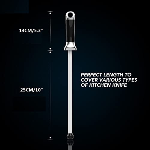 Knife Honing Rod,10 Inches Ceramic Sharpening Stick, Home Kitchen Knife Sharpener, 1000 Grit Ceramic White #TOP5