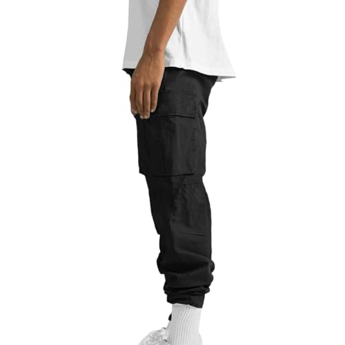 Baggy Cargo Pants Men Elastic Waist Drawstring Relaxed Fit Work Pants Casual Straight Leg Hiking Pant with Pockets3