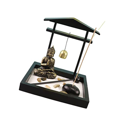 Cabilock Meditation Zen Garden Desktop: Miniature Landscape Buddha Statue for Office