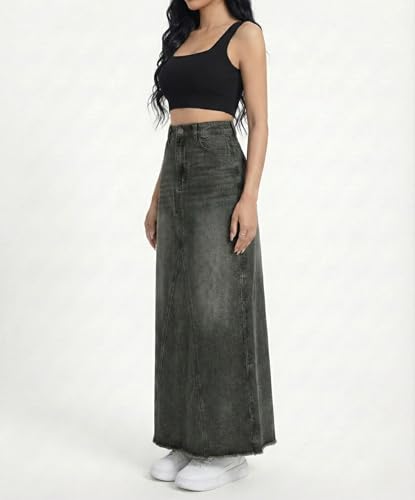 Image of ODDMONKEY Women High Waist Denim Skirt | Skirt for Women | Long Straight Fit Skirt |Long Skirt for Women