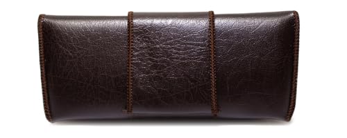 Image of Calabria Double Snap Belt Loop Eyeglass Case PU Leather Vintage Style Old School Eye Glasses Pouch Semi-Hard Sunglass Holder