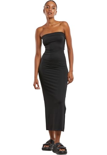 Urban Classics Vestido Midi Mujer Mujer Vestidos de Longitud Media Negro S 93% Poliamida, 7% elastán