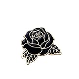 Cute Black Rose Flower Badge Small Brooch Lapel Pins for Women Men Lovely Novelty Valentine's Day Brooches Pin Hat Bag Clothes Accessory Jewelry Birthday Gift Her