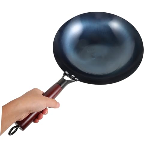Wok de hierro con mango, antiadherente, para cocina y camping miniatura 3