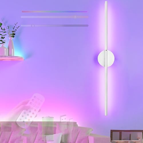 Lámparas de pared LED para sala de estar con batería recargable y luz regulable RGB interior