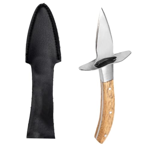 BESTonZON Cuchillo Para Ostras De Acero Inoxidable Mango De Madera Herramienta Para Abrir Ostras Para Picnics