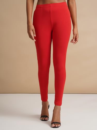 Image of ONE SKY Women Full Length Leggings | Cotton Modal Spandex Blend | High Waist Stretchable & Bio-Washed Fabric | Colour-Lock Technology | Comfortable Leggings for Women