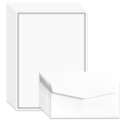 72 Pieces Stationary Letter and Envelopes, Black Border Design stationery paper and Envelopes Set,...