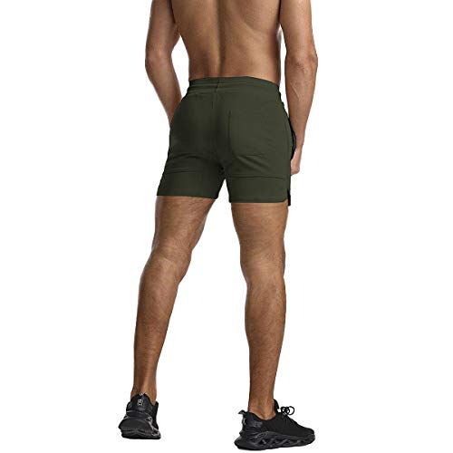 EVERWORTH Men's Solid Gym Workout Shorts Bodybuilding Running Fitted Training Jogging Short Pants with Zipper Pocket 3 Colors