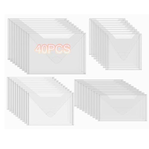 Image of 40 PCS Stamp and Die Storage Pockets 48 Label Stickers 4 Sizes Scrapbooking Storage Die Cuts Storage for Storage Card Making DIY Scrapbooking Paper, Cutting Dies Stencil Clear Stamp Crafts Storage