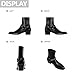 Mens Leather Side Zip Chunky Heel Chelsea Boots Fashion Buckle Chain Strap Pointed Toe Block Heel Ankle Chukka Boots For Dressy Work Office Business (Black,6)