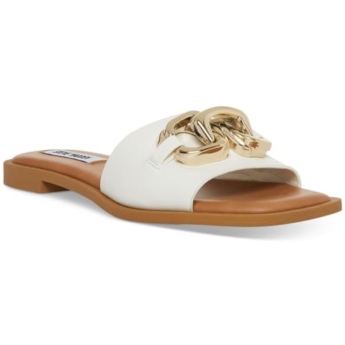 Steve Madden Women's Gene Sandal, White, 7