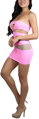 Image of ToBeInStyle Women's Stretch See Through Fishnet Novelty Mini Rave Party Dress
