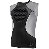 Youper Brustschutz-Shirt für Erwachsene, gepolstert, Herzschutz, Brustbeinschutz, für Baseball, Fußball, Lacrosse und Torhüter (Größe M, Schwarz/Grau)