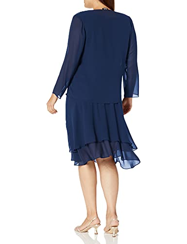 S.L. Chiffon-Mode für Damen-Jackenkleid – Blau, 20 W